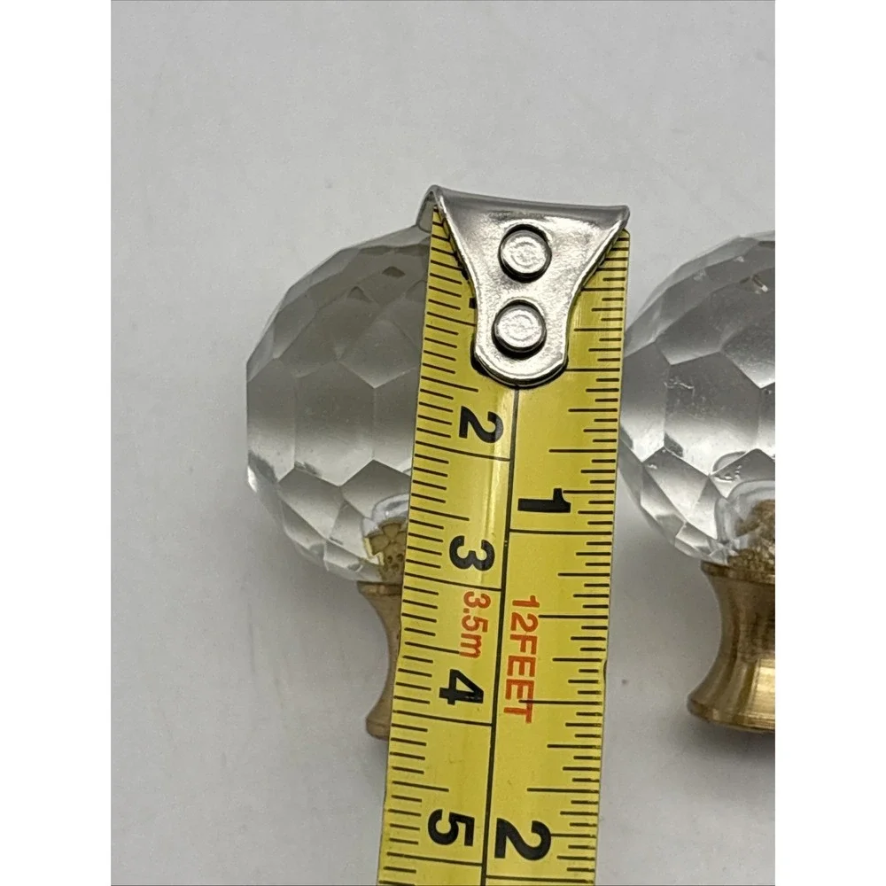vintage Crystal ROUND KNOB/lamp Finial Chrome Brass? Base 3 sizes (7 Total)